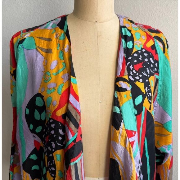 AR USAGI Vintage 80s Retro 100% Silk‎ Blazer Bold Amazing sz Medium EUC - Picture 6 of 7